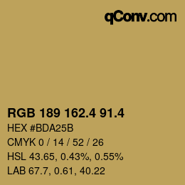 カラーコード: RGB 189 162.4 91.4 | qconv.com