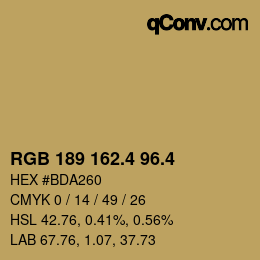カラーコード: RGB 189 162.4 96.4 | qconv.com