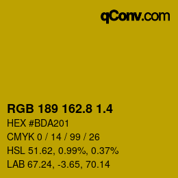 カラーコード: RGB 189 162.8 1.4 | qconv.com