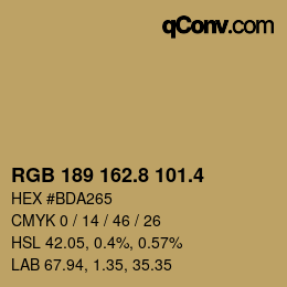 カラーコード: RGB 189 162.8 101.4 | qconv.com