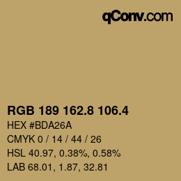 カラーコード: RGB 189 162.8 106.4 | qconv.com
