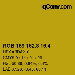 カラーコード: RGB 189 162.8 16.4 | qconv.com