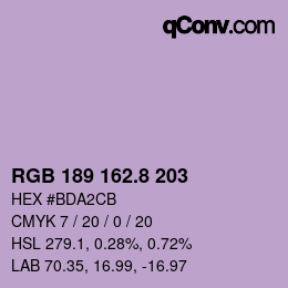 Color code: RGB 189 162.8 203 | qconv.com