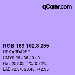 カラーコード: RGB 189 162.8 255 | qconv.com