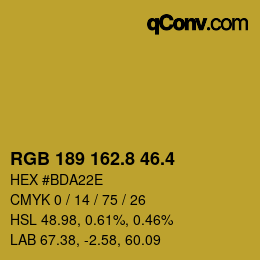カラーコード: RGB 189 162.8 46.4 | qconv.com