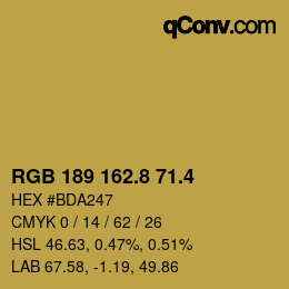 カラーコード: RGB 189 162.8 71.4 | qconv.com