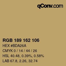 カラーコード: RGB 189 162 106 | qconv.com