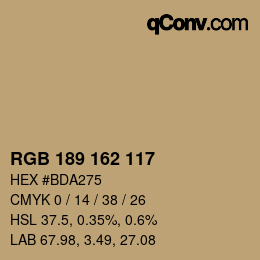 颜色代码: RGB 189 162 117 | qconv.com