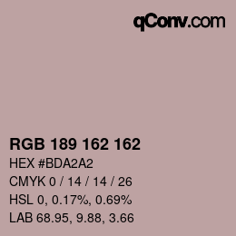 カラーコード: RGB 189 162 162 | qconv.com