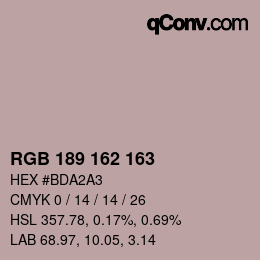 Color code: RGB 189 162 163 | qconv.com