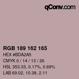 Color code: RGB 189 162 165 | qconv.com