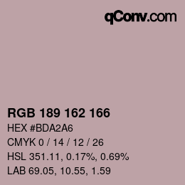 カラーコード: RGB 189 162 166 | qconv.com