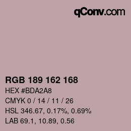 Color code: RGB 189 162 168 | qconv.com