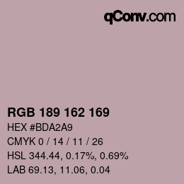 Color code: RGB 189 162 169 | qconv.com