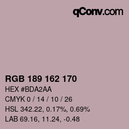 Color code: RGB 189 162 170 | qconv.com