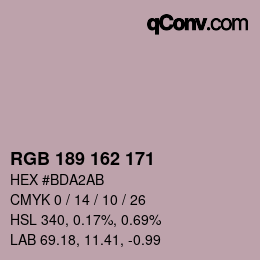 Color code: RGB 189 162 171 | qconv.com