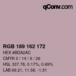 Color code: RGB 189 162 172 | qconv.com