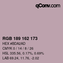 Color code: RGB 189 162 173 | qconv.com