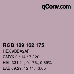 Color code: RGB 189 162 175 | qconv.com