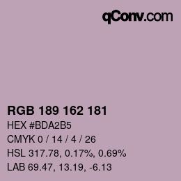 Color code: RGB 189 162 181 | qconv.com