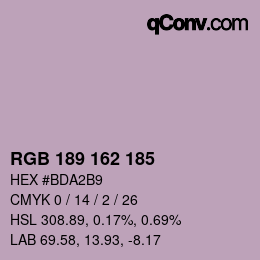 Color code: RGB 189 162 185 | qconv.com