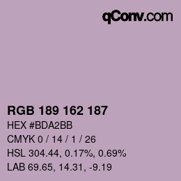 Color code: RGB 189 162 187 | qconv.com