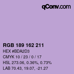 カラーコード: RGB 189 162 211 | qconv.com