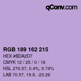 Farbcode: RGB 189 162 215 | qconv.com