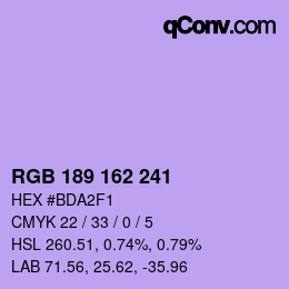 カラーコード: RGB 189 162 241 | qconv.com
