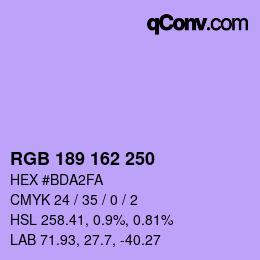 Color code: RGB 189 162 250 | qconv.com