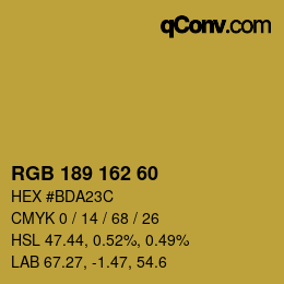 カラーコード: RGB 189 162 60 | qconv.com
