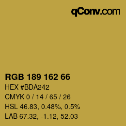 カラーコード: RGB 189 162 66 | qconv.com
