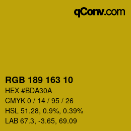 カラーコード: RGB 189 163 10 | qconv.com