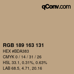 カラーコード: RGB 189 163 131 | qconv.com