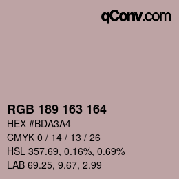 カラーコード: RGB 189 163 164 | qconv.com