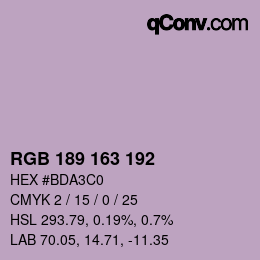 Color code: RGB 189 163 192 | qconv.com