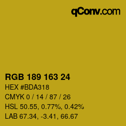 カラーコード: RGB 189 163 24 | qconv.com