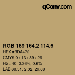 カラーコード: RGB 189 164.2 114.6 | qconv.com