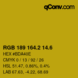 カラーコード: RGB 189 164.2 14.6 | qconv.com