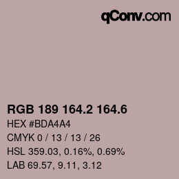 カラーコード: RGB 189 164.2 164.6 | qconv.com