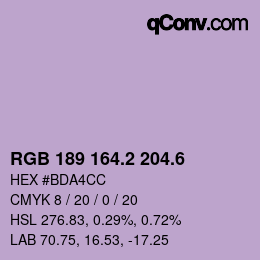 カラーコード: RGB 189 164.2 204.6 | qconv.com