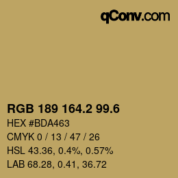 カラーコード: RGB 189 164.2 99.6 | qconv.com