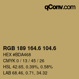 カラーコード: RGB 189 164.6 104.6 | qconv.com