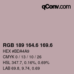 カラーコード: RGB 189 164.6 169.6 | qconv.com