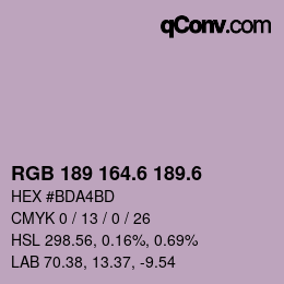 カラーコード: RGB 189 164.6 189.6 | qconv.com