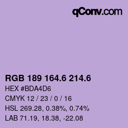 カラーコード: RGB 189 164.6 214.6 | qconv.com