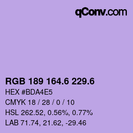 カラーコード: RGB 189 164.6 229.6 | qconv.com