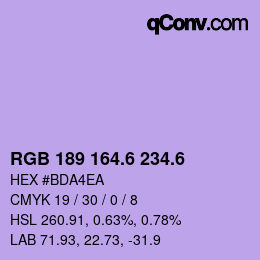 カラーコード: RGB 189 164.6 234.6 | qconv.com