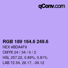 カラーコード: RGB 189 164.6 249.6 | qconv.com