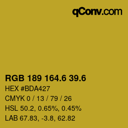 カラーコード: RGB 189 164.6 39.6 | qconv.com